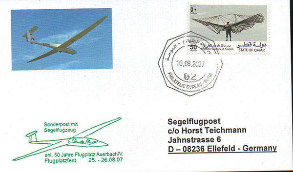 Fig 10 Glider Mail Qatar to Germany 2007